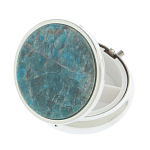 Таблетница карманная круглая с 3-мя отделениями и накладкой из натурального камня Апатит Голубой Silver Stone Pillboxes варинант исполнения - 2 | Loft Concept в Волгограде