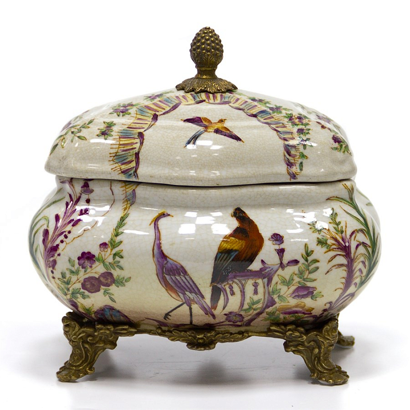 Шкатулка Box Heron and Parrot Бежевый Бронза Шкатулка Box Heron and Parrot Бежевый Бронза в Волгограде | Loft Concept