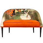 Диван двухместный из натурального бука оранжевый с цветным принтом Impressionism in Art варинант исполнения - 1 | Loft Concept в Волгограде