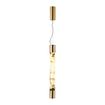 Подвесной светильник цилиндрической формы с плафоном из алебастра и металлическими торцами Латунь 60 см Cryptocrystalline Stone варинант исполнения - 2 | Loft Concept в Волгограде