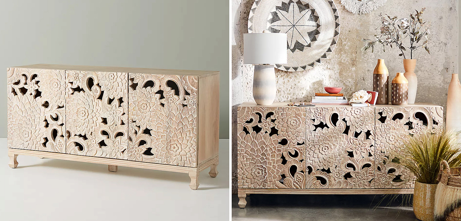Буфет Handcarved Lotus Media Console Буфет Handcarved Lotus Media Console - Loft-Concept в Волгограде