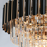 Люстра из черного металла с многоярусными подвесками из прозрачного хрусталя на золотой цепи Empire Black Chandelier Crystal варинант исполнения - 6 | Loft Concept в Волгограде