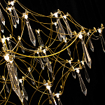 Люстра подвесная с изогнутым металлическим каркасом и множеством хрустальных подвесок Золото Диаметр 80 см Quasar варинант исполнения - 1 | Loft Concept в Волгограде