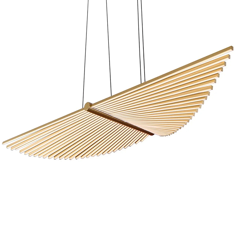 Люстра в виде распахнутых крыльев из тонких металлических планок Flight of Freedom Черный Золотой в Волгограде | Loft Concept 