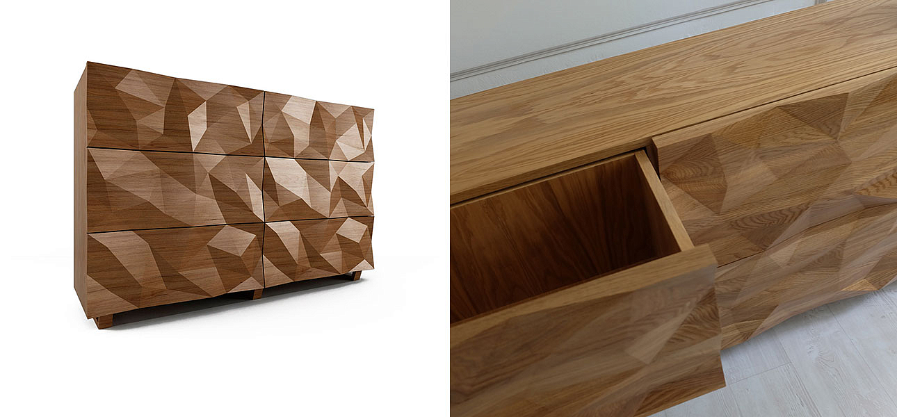 Комод с большими угловыми фигурами, 3 уровня Geometric Greece Комод с большими угловыми фигурами, 3 уровня Geometric Greece - Loft-Concept в Волгограде
