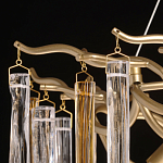 Люстра линейная золотого цвета с декоративными ветвями и длинными стеклянными подвесками в форме сосулек Droplet Chandelier варинант исполнения - 7 | Loft Concept в Волгограде