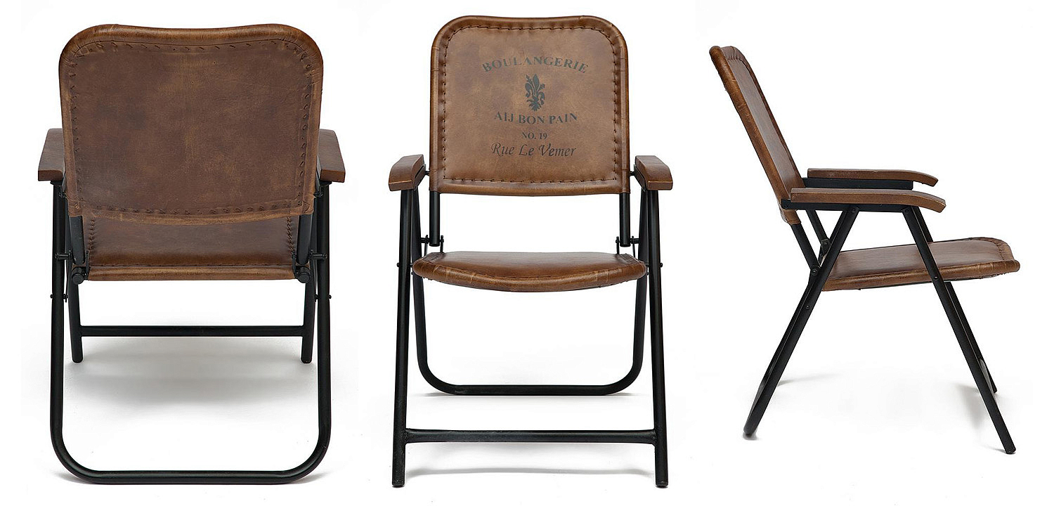 Складной кожаный стул Industrial Folding buffalo leather chair Складной кожаный стул Industrial Folding buffalo leather chair - Loft-Concept в Волгограде
