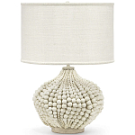 Настольная лампа с абажуром и каркасом из белых деревянных бусин White Wooden Beads Table Lampshade варинант исполнения - 1 | Loft Concept в Волгограде