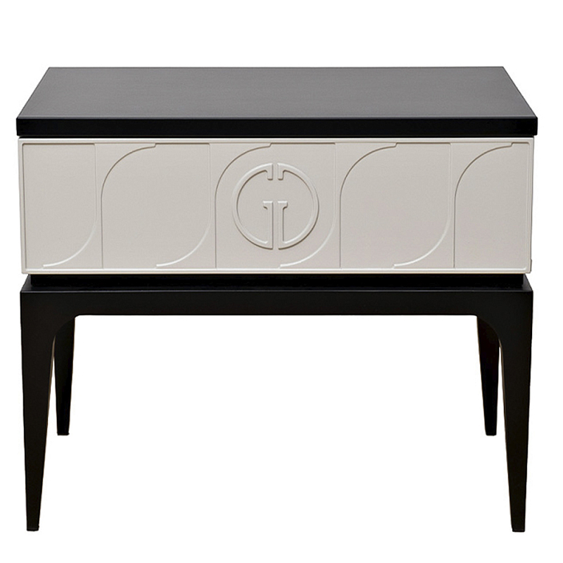 Тумбочка прикроватная с ящиком черно-серого цвета Noble Nightstand Черный Серый Тумбочка прикроватная с ящиком черно-серого цвета Noble Nightstand Черный Серый в Волгограде | Loft Concept
