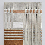 Панно из шнура Бежевая геометрическая абстракция wall panel line beige  варинант исполнения - 1 | Loft Concept в Волгограде