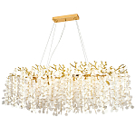 Линейная люстра с круглыми хрустальными подвесками Fairytree Gold Crystal Branches Linear Chandelier  варинант исполнения - 1 | Loft Concept в Волгограде
