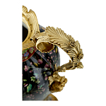 Ваза из фарфора черная с цветочной росписью и бронзовыми элементами Spring Garden варинант исполнения - 2 | Loft Concept в Волгограде