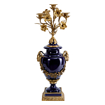 Подсвечник из темно-синего фарфора с бронзовыми элементами и цветами Eden Garden варинант исполнения - 1 | Loft Concept в Волгограде