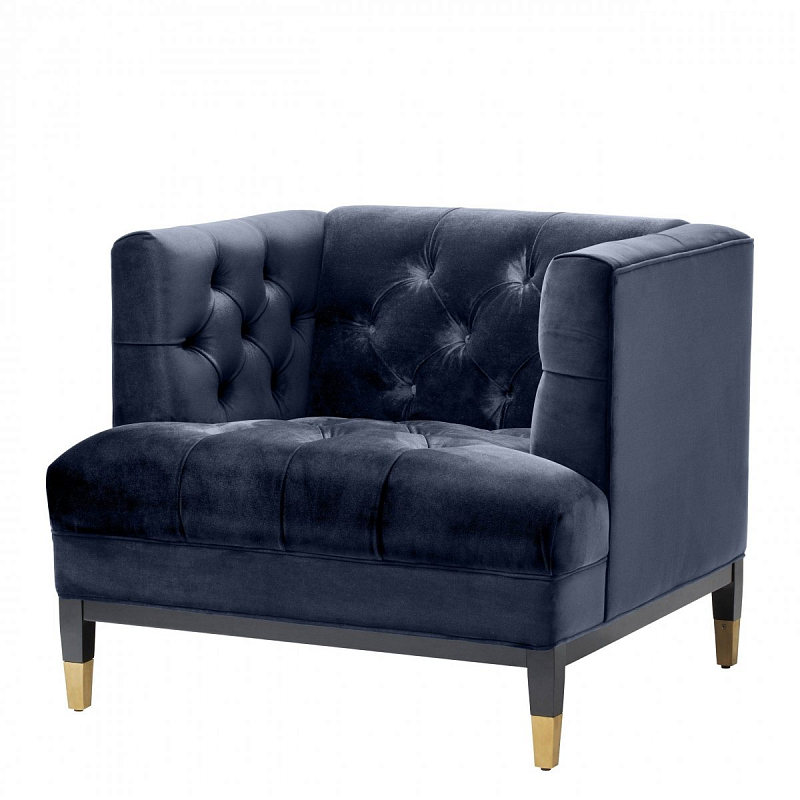 Кресло Eichholtz Chair Castelle Blue Темно-синий Черный Латунь Кресло Eichholtz Chair Castelle Blue Темно-синий Черный Латунь в Волгограде | Loft Concept