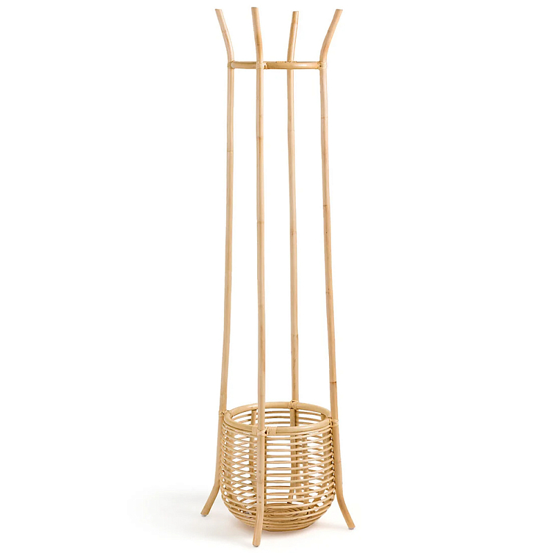 Напольная вешалка с корзиной из ротанга Trina Wicker Floor Hanger Бежевый Напольная вешалка с корзиной из ротанга Trina Wicker Floor Hanger Бежевый в Волгограде | Loft Concept