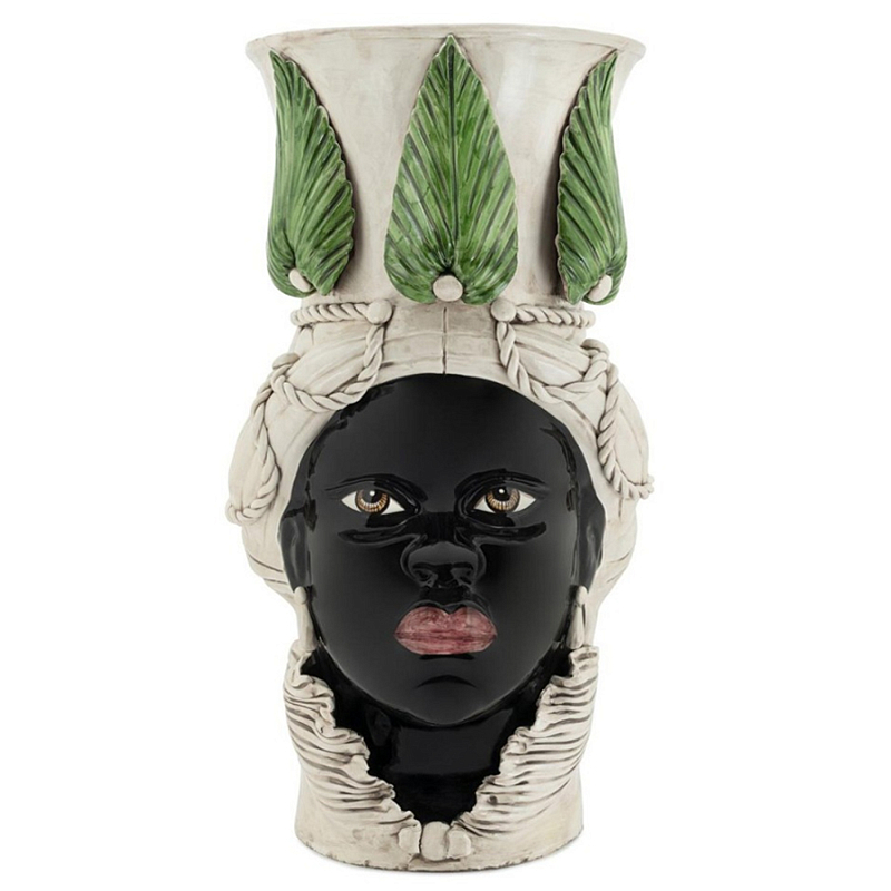 Ваза Vase Moro Lady Giant With Leaf Черный Бежевый Зеленый Ваза Vase Moro Lady Giant With Leaf Черный Бежевый Зеленый в Волгограде | Loft Concept