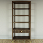 Стеллаж Elsa Dreams Walnut со стеклянными полками и ящиком варинант исполнения - 4 | Loft Concept в Волгограде