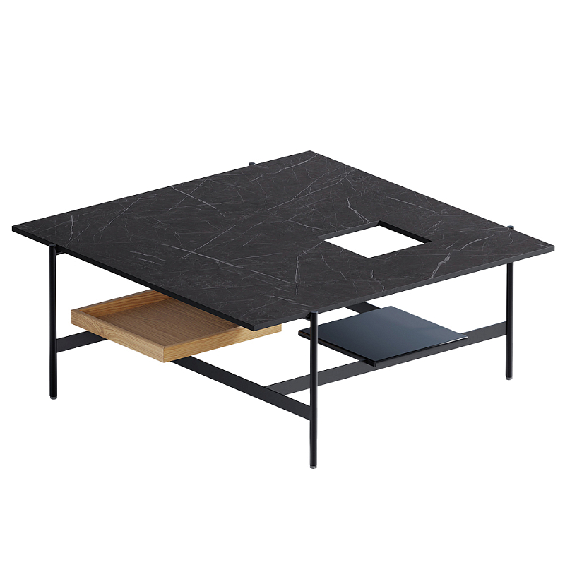 Karat журнальный столик цвета тёмный камень с съемным подносом Серый Черный в Волгограде | Loft Concept 