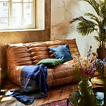 Дизайнерский кожаный диван коричневый без подлокотников Aveline Leather Sofa варинант исполнения - 6 | Loft Concept в Волгограде