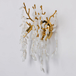 Бра золотого цвета с ветвями и белыми овальными стеклянными подвесками Droplet Chandelier варинант исполнения - 3 | Loft Concept в Волгограде