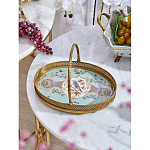 Блюдо овальное с ручкой и голубым фарфоровым дном с цветочным рисунком Blue Garden варинант исполнения - 3 | Loft Concept в Волгограде