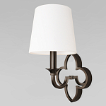 Бра с белым текстильным абажуром и декоративным основанием в виде четырехлистника с зеркальной вставкой Vitorino варинант исполнения - 1 | Loft Concept в Волгограде