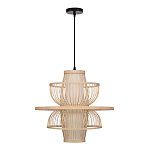Подвесной светильник фигурный из деревянных прутьев с плафоном из натуральной ткани Light Inside the Cell варинант исполнения - 3 | Loft Concept в Волгограде