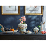 Блюдо овальное из голубого фарфора с ручками в виде бабочек и цветочным рисунком Blue Garden варинант исполнения - 4 | Loft Concept в Волгограде