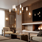 Люстра на штанге с 8-ю цилиндрическими матовыми плафонами и шарами из камня Orb Essence варинант исполнения - 9 | Loft Concept в Волгограде