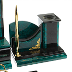 Настольный письменный набор из змеевика тёмно-зелёного цвета с декором в виде орла Successful Leader варинант исполнения - 5 | Loft Concept в Волгограде