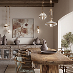 Подвесной светильник с круглым прозрачным плафоном и декоративной каменной вставкой Tectona  варинант исполнения - 7 | Loft Concept в Волгограде