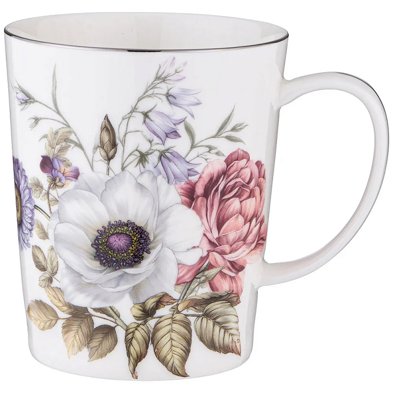 Кружка фарфоровая с рисунком цветов 400 мл Garden Whisper Porcelain Set Белый Мульти Кружка фарфоровая с рисунком цветов 400 мл Garden Whisper Porcelain Set Белый Мульти в Волгограде | Loft Concept