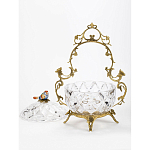 Конфетница с бронзовой ручкой и фарфоровой птичкой на крышке Eden Garden варинант исполнения - 2 | Loft Concept в Волгограде