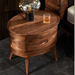 Прикроватный столик из дерева с 2-мя ящиками Moon Walnut Furniture варинант исполнения - 3 | Loft Concept в Волгограде