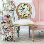 Стул бежевый из натурального бука с изображением птиц и цветов Blooming Blue Birds варинант исполнения - 3 | Loft Concept в Волгограде
