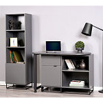 Стеллаж книжный цвета графит с 3-мя открытыми полками и дверкой Strict Lines варинант исполнения - 4 | Loft Concept в Волгограде