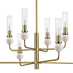 Люстра с 8-ю плафонами в форме стеклянных трубок и мраморных декоративных элементов Montreal варинант исполнения - 6 | Loft Concept в Волгограде