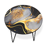 Стол журнальный с круглой столешницей из стекла Gold and Black Marble варинант исполнения - 2 | Loft Concept в Волгограде