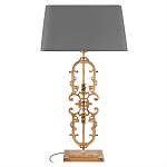 Настольная лампа на ажурном чугунном основании с тканевым серым абажуром Openwork Lamp варинант исполнения - 1 | Loft Concept в Волгограде