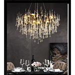 Люстра черная с прозрачными стеклянными подвесками в форме капель FAIRYTREE Light варинант исполнения - 4 | Loft Concept в Волгограде