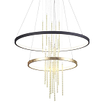 Люстра подвесная с 2-мя круглыми подвесами в черном и золотистом цвете и вертикальными подвесками Ring Horizontal варинант исполнения - 1 | Loft Concept в Волгограде