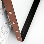 Зеркало прямоугольное в металлической раме с кожаной отделкой Loft in Reflection варинант исполнения - 3 | Loft Concept в Волгограде