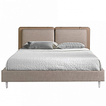 Кровать двуспальная серая с изголовьем из экокожи и ткани Modern Look варинант исполнения - 3 | Loft Concept в Волгограде