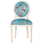 Стул из массива бука бирюзовый с изображением птиц и цветов Turquoise Beige Chinoiserie Peach Garden Chair варинант исполнения - 1 | Loft Concept в Волгограде