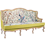 Диван из натурального бука бежевый с изображением птиц и цветов Beige Green Chinoiserie Garden Sofa варинант исполнения - 3 | Loft Concept в Волгограде