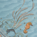 Обои с вышивкой ручной работы Amami Waves Moonbeam colourway on silk moire варинант исполнения - 3 | Loft Concept в Волгограде