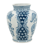 Ваза округлой формы белого цвета с синим растительным узором Blue & White Ornament  варинант исполнения - 2 | Loft Concept в Волгограде