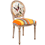 Стул бежевый в разноцветную полоску из натурального бука с изображением птиц и цветов Blooming Red Birds Colorful Stripes Chair варинант исполнения - 2 | Loft Concept в Волгограде