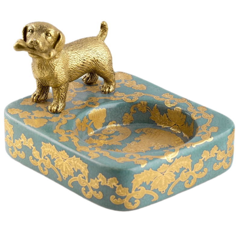 Пепельница фарфоровая Dog Бронза Голубой Пепельница фарфоровая Dog Бронза Голубой в Волгограде | Loft Concept