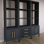 Модульный стеллаж Primo из трех составных элементов Черный дуб варинант исполнения - 3 | Loft Concept в Волгограде